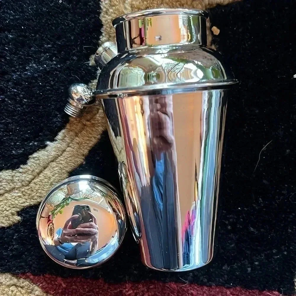 Restoration Hardware 3 Piece Stainless Steel Solitaire Cocktail Shot Shaker